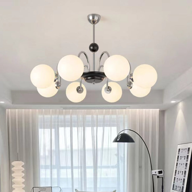 Chandelier Contemporain en Métal et Verre Nordique Rond à 3/4/5/6/8 Lumières pour Chambre et Salon 