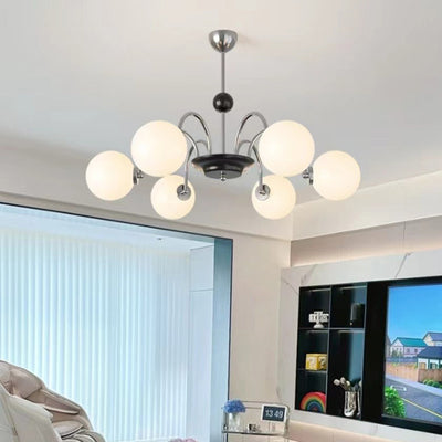 Chandelier Contemporain en Métal et Verre Nordique Rond à 3/4/5/6/8 Lumières pour Chambre et Salon 