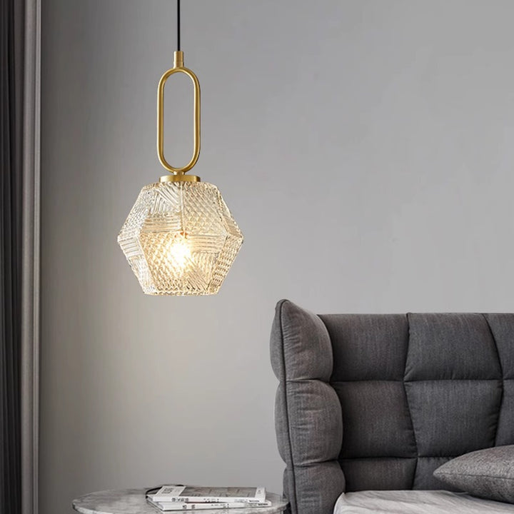 Modern Luxury Brass &amp; Glass Geometric 1-Light Pendant Light For Bedroom And Living Room