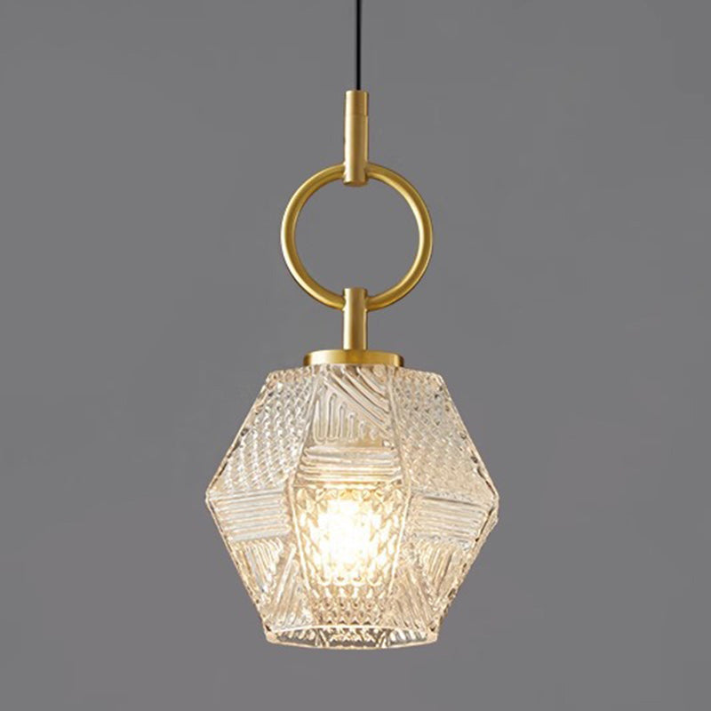 Modern Luxury Brass & Glass Geometric 1-Light Pendant Light For Bedroom And Living Room