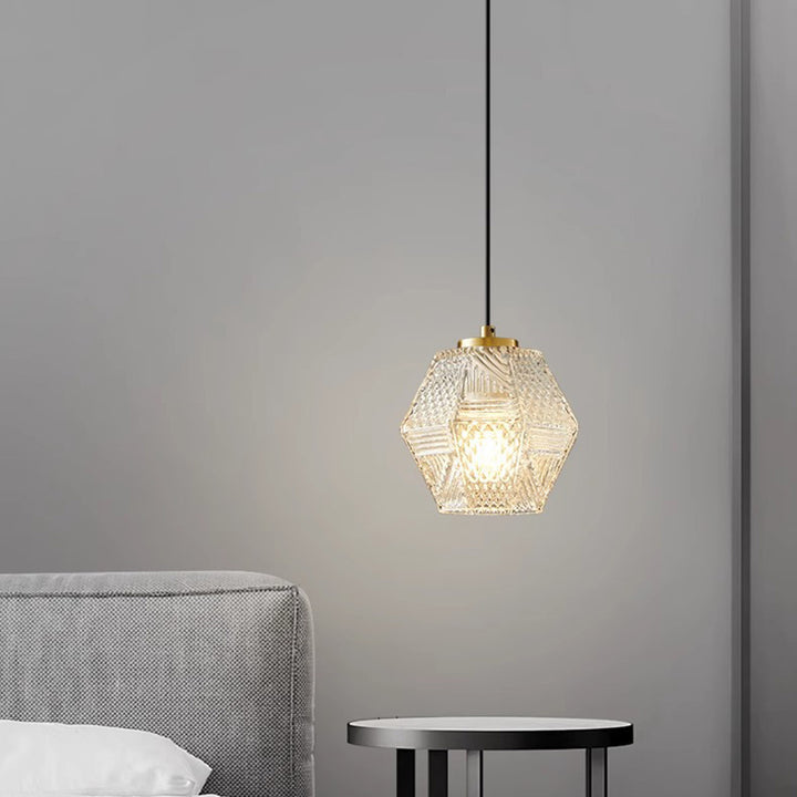 Modern Luxury Brass &amp; Glass Geometric 1-Light Pendant Light For Bedroom And Living Room