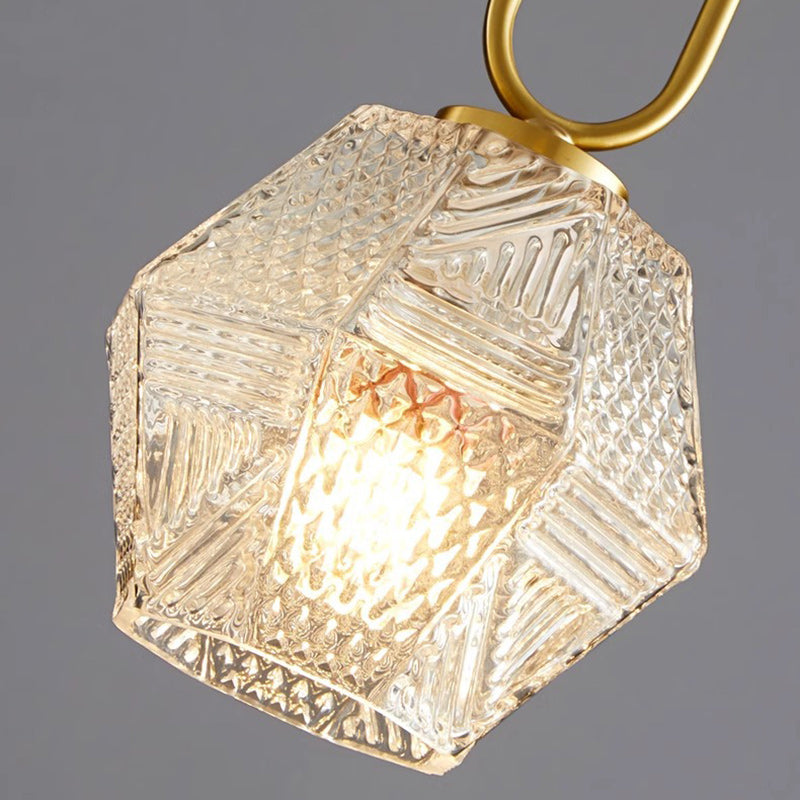 Modern Luxury Brass &amp; Glass Geometric 1-Light Pendant Light For Bedroom And Living Room