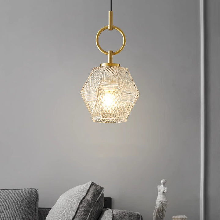 Modern Luxury Brass &amp; Glass Geometric 1-Light Pendant Light For Bedroom And Living Room