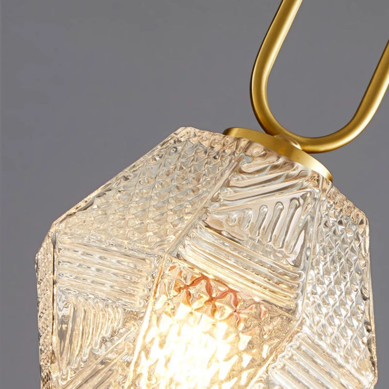 Modern Luxury Brass &amp; Glass Geometric 1-Light Pendant Light For Bedroom And Living Room