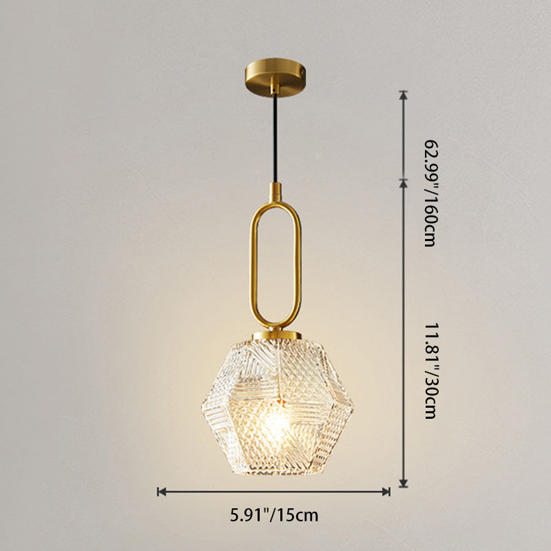 Modern Luxury Brass &amp; Glass Geometric 1-Light Pendant Light For Bedroom And Living Room