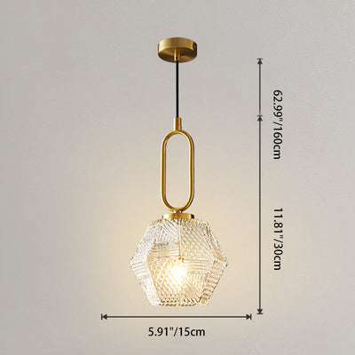 Modern Luxury Brass & Glass Geometric 1-Light Pendant Light For Bedroom And Living Room