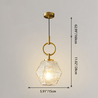 Modern Luxury Brass & Glass Geometric 1-Light Pendant Light For Bedroom And Living Room