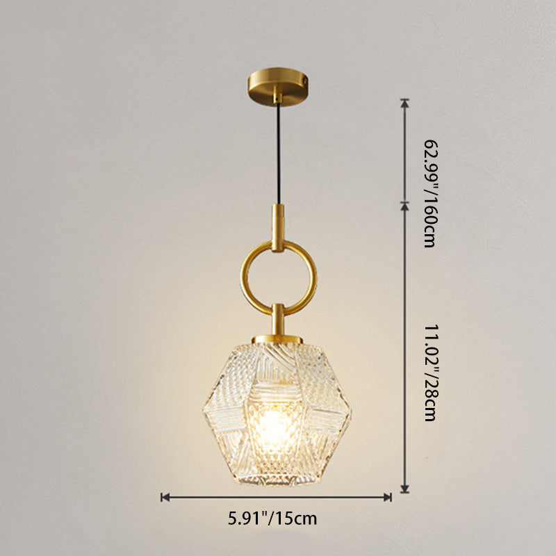 Modern Luxury Brass & Glass Geometric 1-Light Pendant Light For Bedroom And Living Room