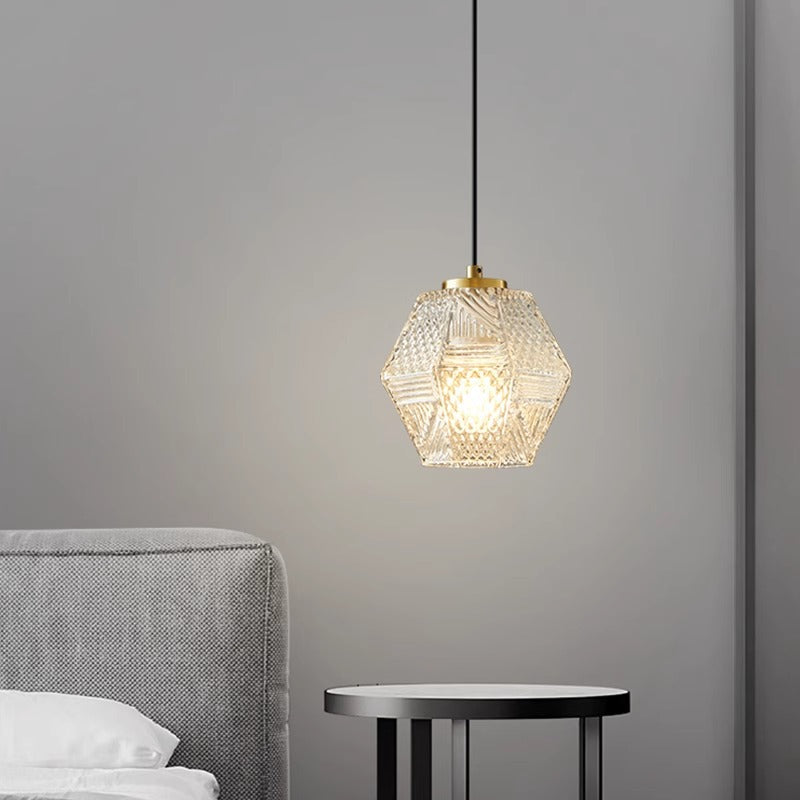 Modern Luxury Brass &amp; Glass Geometric 1-Light Pendant Light For Bedroom And Living Room