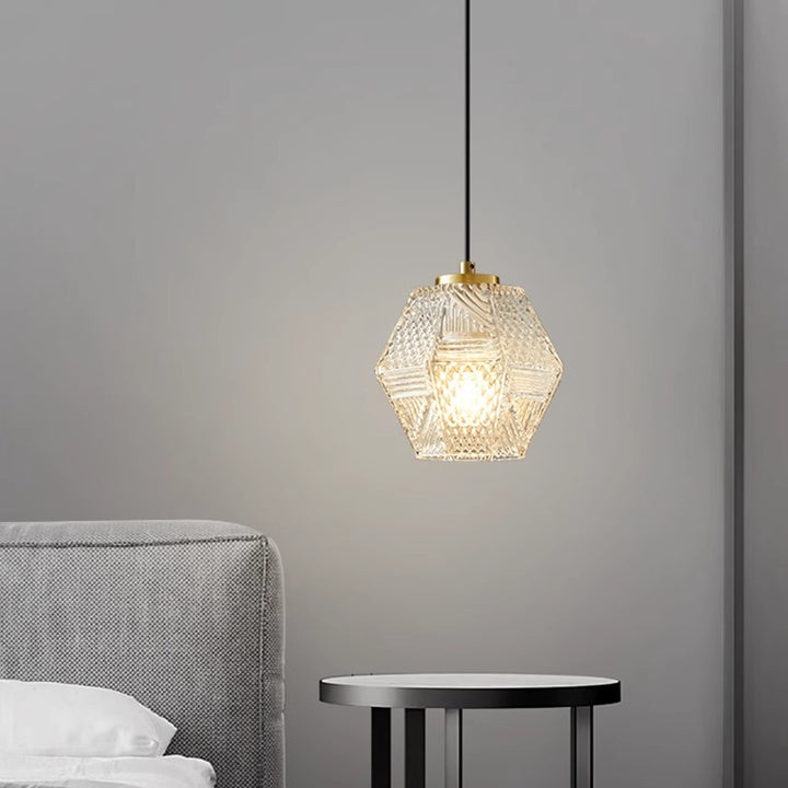Modern Luxury Brass &amp; Glass Geometric 1-Light Pendant Light For Bedroom And Living Room