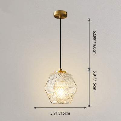 Modern Luxury Brass & Glass Geometric 1-Light Pendant Light For Bedroom And Living Room