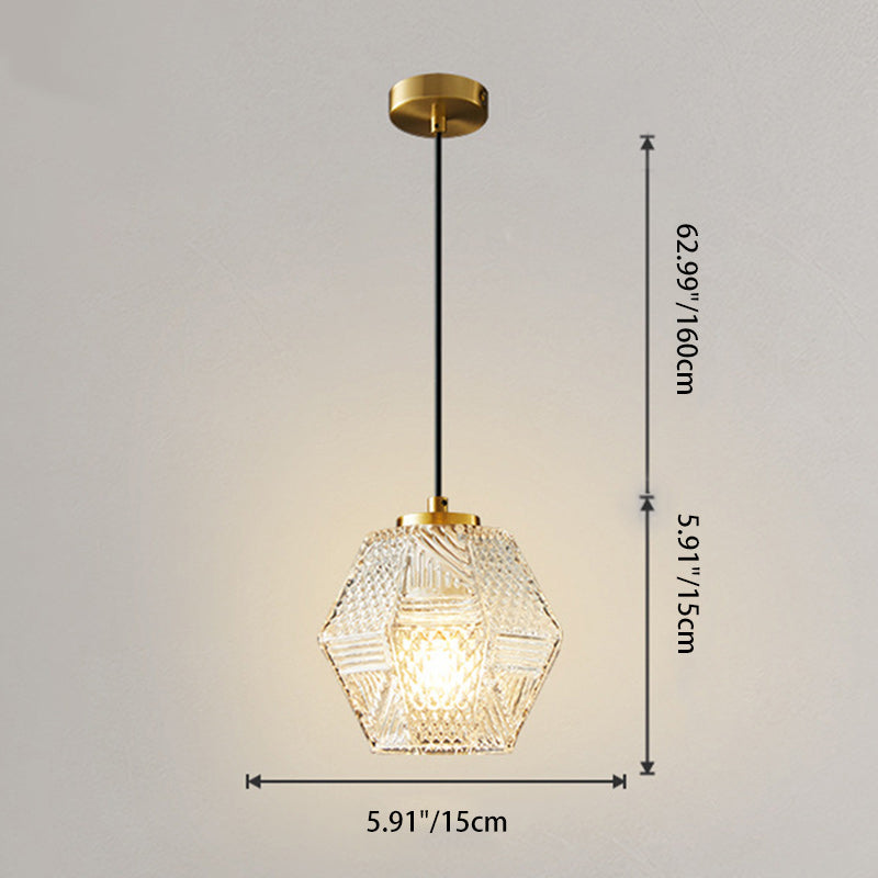 Modern Luxury Brass & Glass Geometric 1-Light Pendant Light For Bedroom And Living Room