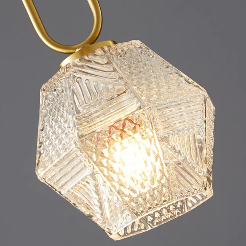 Modern Luxury Brass &amp; Glass Geometric 1-Light Pendant Light For Bedroom And Living Room