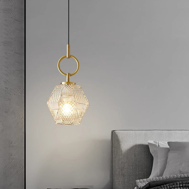 Modern Luxury Brass &amp; Glass Geometric 1-Light Pendant Light For Bedroom And Living Room