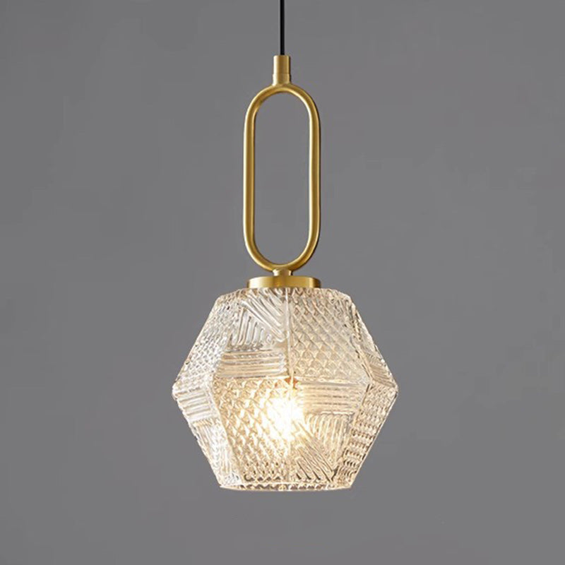 Modern Luxury Brass & Glass Geometric 1-Light Pendant Light For Bedroom And Living Room