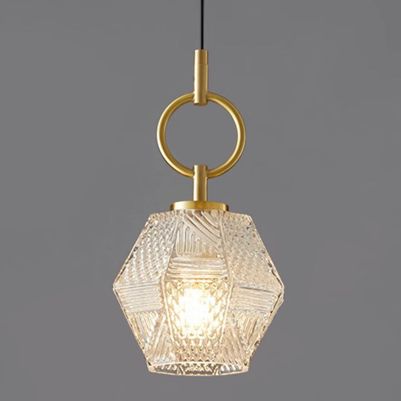 Modern Luxury Brass &amp; Glass Geometric 1-Light Pendant Light For Bedroom And Living Room