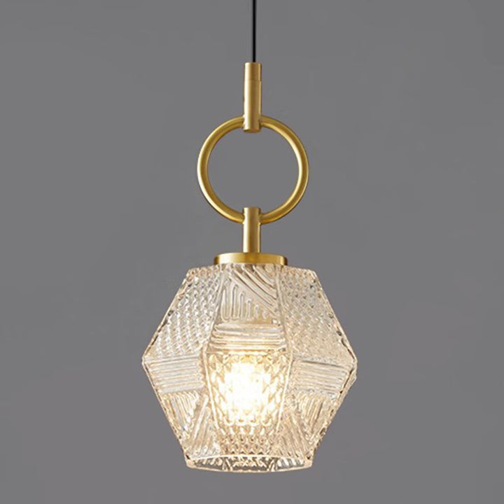 Modern Luxury Brass &amp; Glass Geometric 1-Light Pendant Light For Bedroom And Living Room
