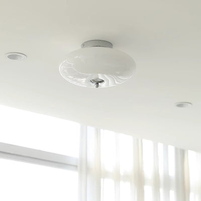 Moderne Mid-Century Eisen & Glas Oval LED Semi-Flush Mount Deckenleuchte für Schlafzimmer, Flur und Wohnzimmer 