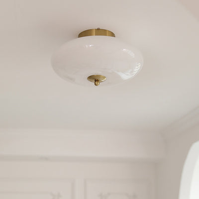 Moderne Mid-Century Eisen & Glas Oval LED Semi-Flush Mount Deckenleuchte für Schlafzimmer, Flur und Wohnzimmer 