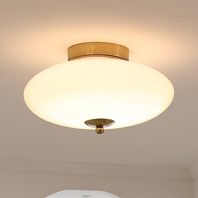 Moderne Mid-Century Eisen & Glas Oval LED Semi-Flush Mount Deckenleuchte für Schlafzimmer, Flur und Wohnzimmer 