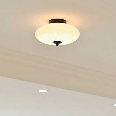 Moderne Mid-Century Eisen & Glas Oval LED Semi-Flush Mount Deckenleuchte für Schlafzimmer, Flur und Wohnzimmer 
