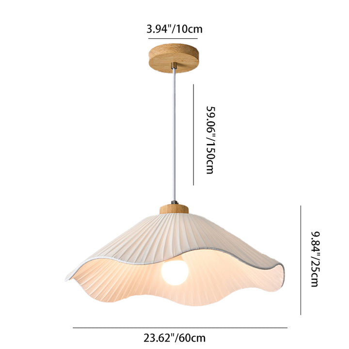 Moderne minimalistische Eisen-, Holz- &amp; Stoff-Kegel-Pendelleuchte mit 1 Licht für Schlafzimmer, Flur und Wohnzimmer 