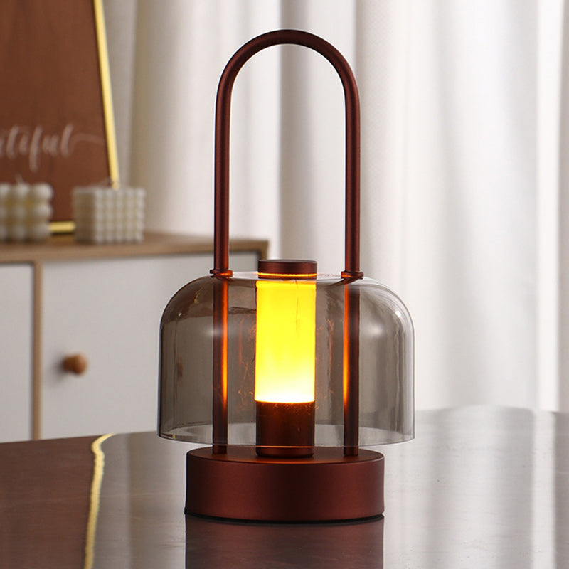Lampe de table LED ronde en métal et acrylique USB nordique contemporaine avec gradation tactile pour chambre et salon 