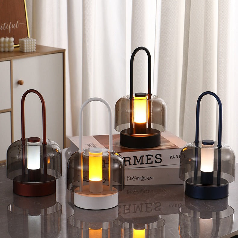 Lampe de table LED ronde en métal et acrylique USB nordique contemporaine avec gradation tactile pour chambre et salon 