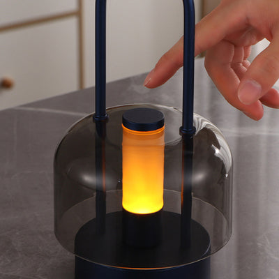 Lampe de table LED ronde en métal et acrylique USB nordique contemporaine avec gradation tactile pour chambre et salon 