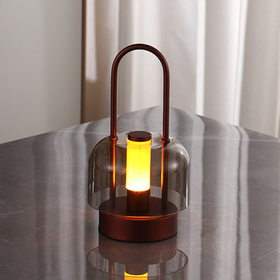 Lampe de table LED ronde en métal et acrylique USB nordique contemporaine avec gradation tactile pour chambre et salon 