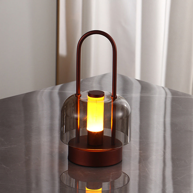 Lampe de table LED ronde en métal et acrylique USB nordique contemporaine avec gradation tactile pour chambre et salon 