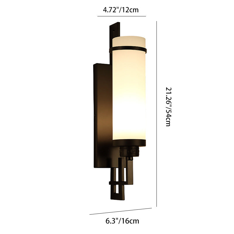 Modern Minimalist Iron & Glass Cylindrical 1-Light Wall Sconce Lamp For Bedroom, Living Room, Hallway