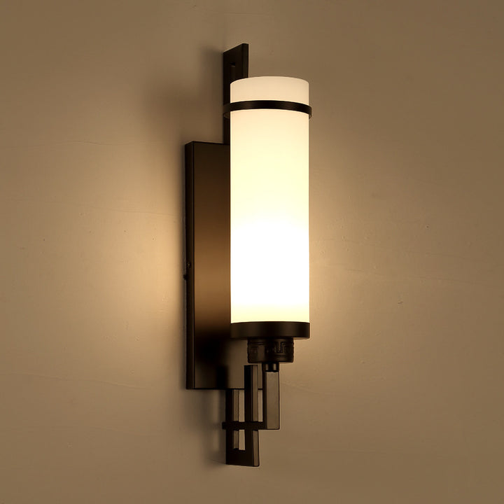 Modern Minimalist Iron &amp; Glass Cylindrical 1-Light Wall Sconce Lamp For Bedroom, Living Room, Hallway