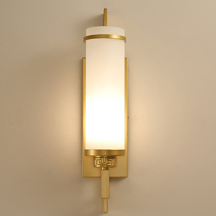 Modern Minimalist Iron &amp; Glass Cylindrical 1-Light Wall Sconce Lamp For Bedroom, Living Room, Hallway