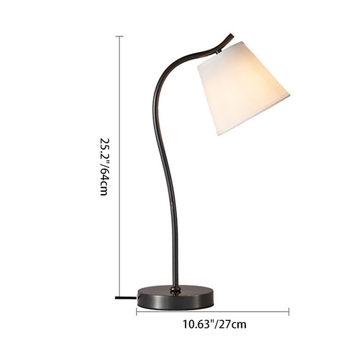 Modern Minimalist Brass &amp; Fabric Round 1-Light Table Lamp For Bedroom And Living Room