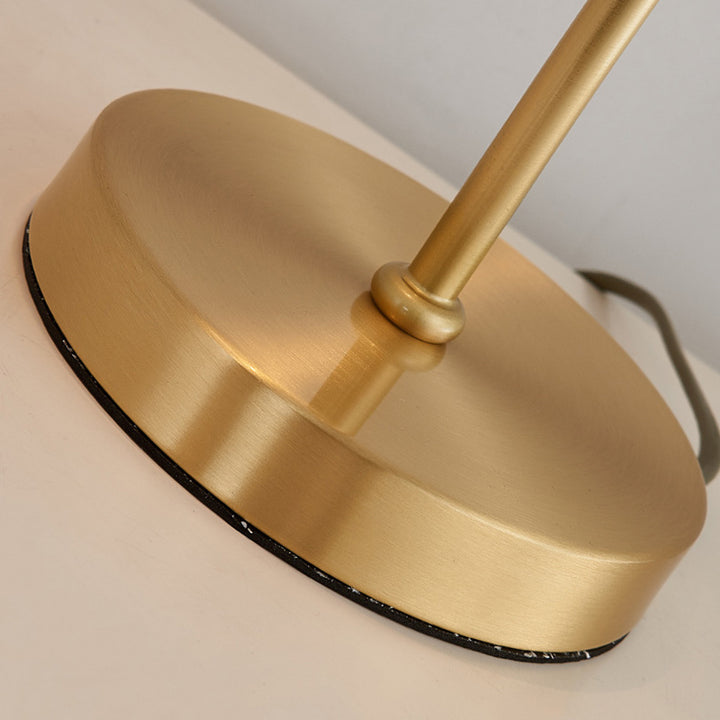Modern Minimalist Brass &amp; Fabric Round 1-Light Table Lamp For Bedroom And Living Room