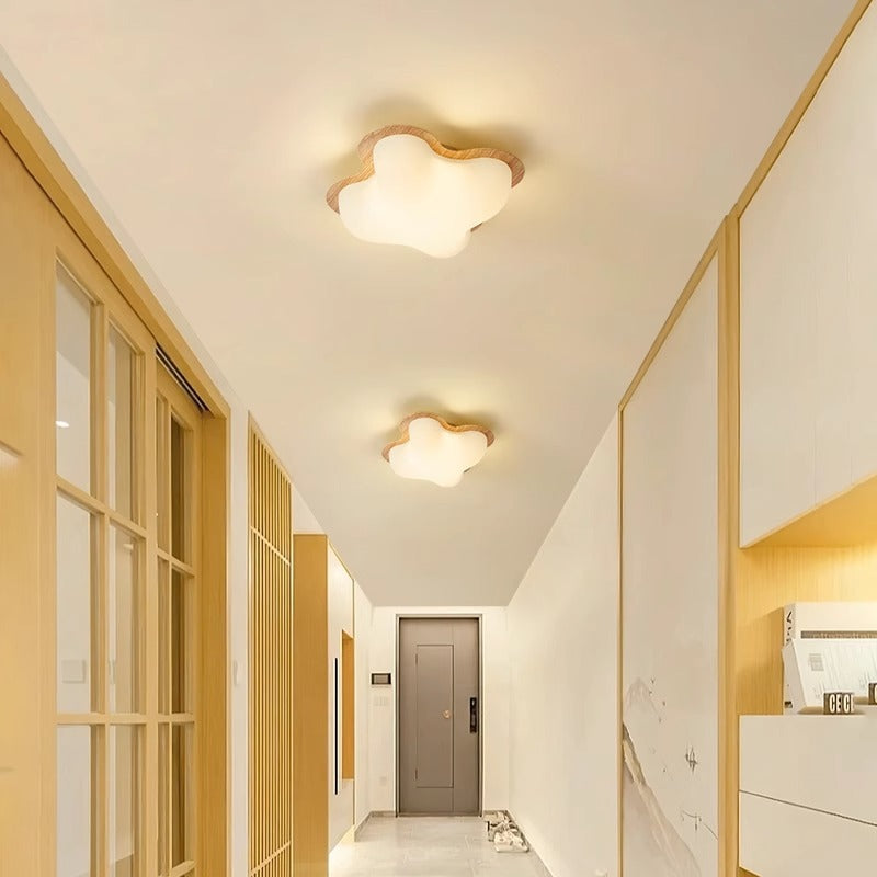 Plafonnier semi-encastré LED contemporain nordique en fer et PE rond et diamant pour couloir et entrée 