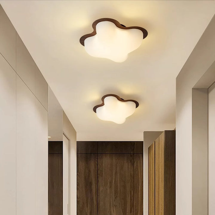 Plafonnier semi-encastré LED contemporain nordique en fer et PE rond et diamant pour couloir et entrée 