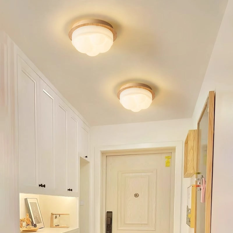 Plafonnier semi-encastré LED contemporain nordique en fer et PE rond et diamant pour couloir et entrée 