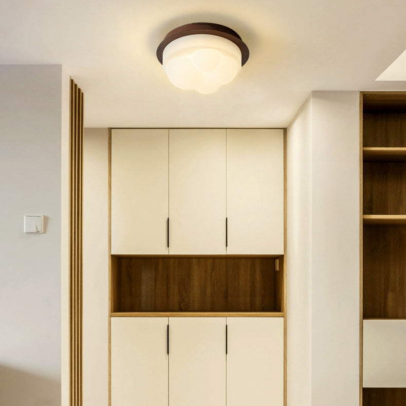 Plafonnier semi-encastré LED contemporain nordique en fer et PE rond et diamant pour couloir et entrée 