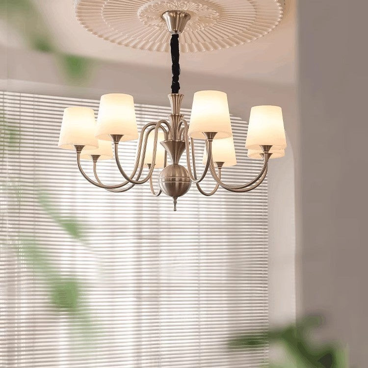 Traditioneller französischer Legierung &amp; Glas gebogener runder 5/6/8-Licht Kronleuchter für Schlafzimmer und Wohnzimmer 