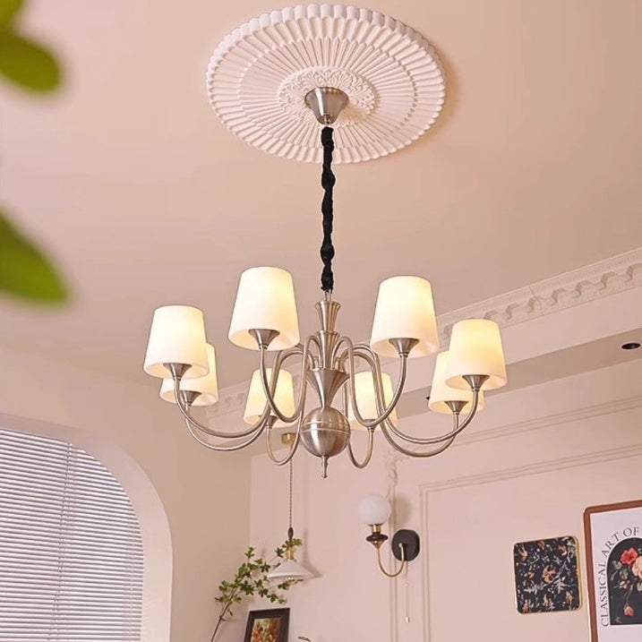 Traditioneller französischer Legierung & Glas gebogener runder 5/6/8-Licht Kronleuchter für Schlafzimmer und Wohnzimmer 