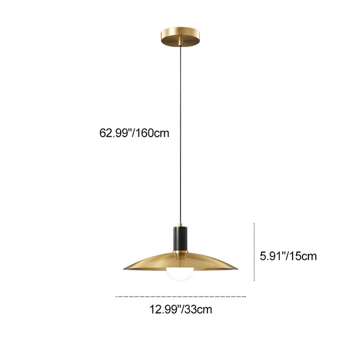 Contemporary Nordic Brass Conical 1-Light Pendant Light For Dining Room, Bedroom And Living Room