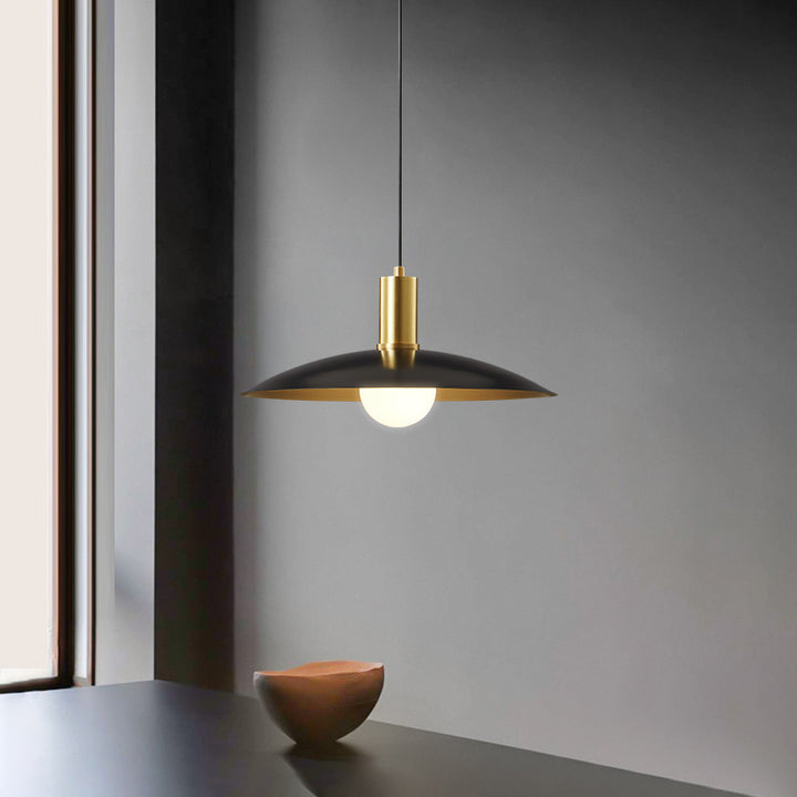 Contemporary Nordic Brass Conical 1-Light Pendant Light For Dining Room, Bedroom And Living Room