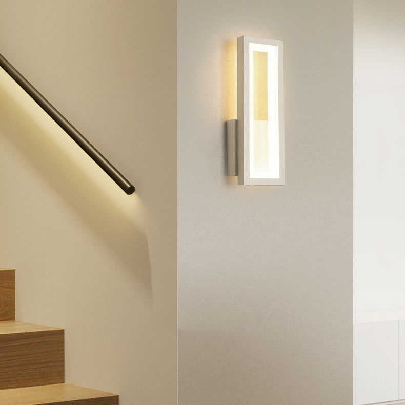 モダンミニマリスト アイアン & アクリル 長方形 LED ウォールスコンスランプ 寝室およびリビングルーム用 