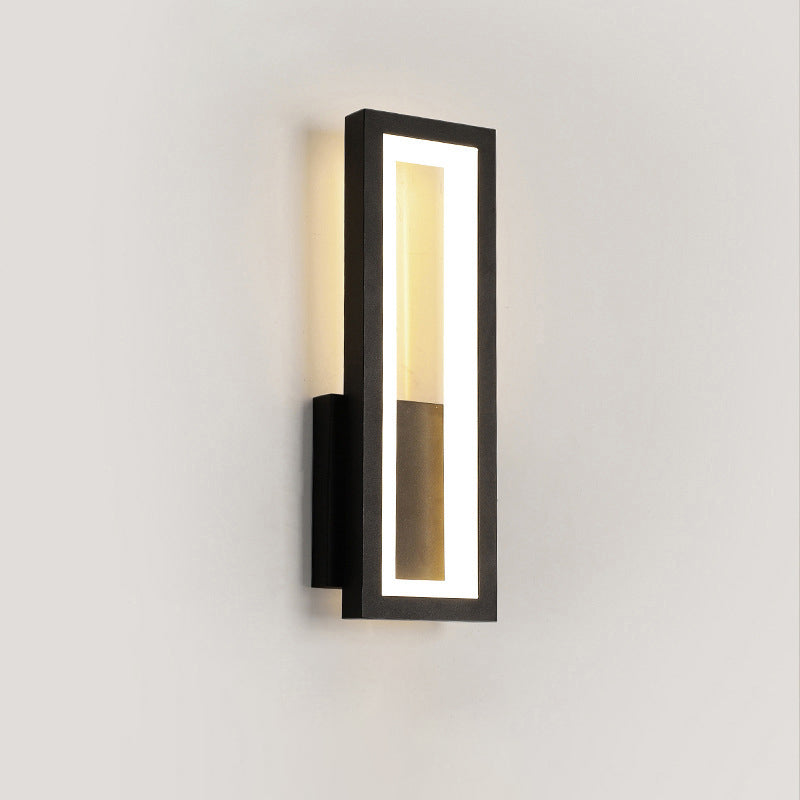 مصباح حائط LED مستطيل من الحديد والأكريليك بتصميم عصري بسيط لغرفة النوم وغرفة المعيشة 