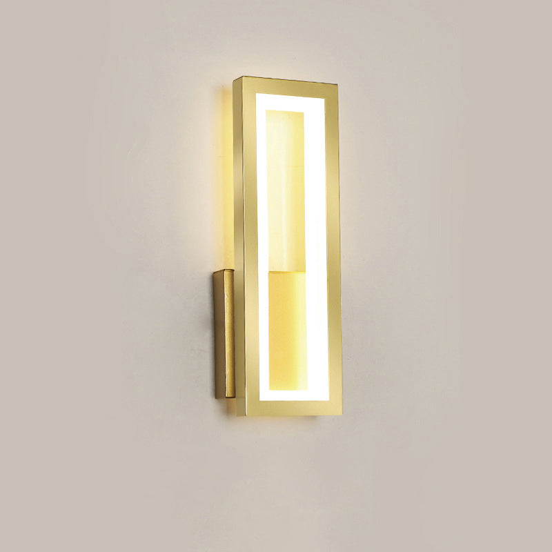 مصباح حائط LED مستطيل من الحديد والأكريليك بتصميم عصري بسيط لغرفة النوم وغرفة المعيشة 