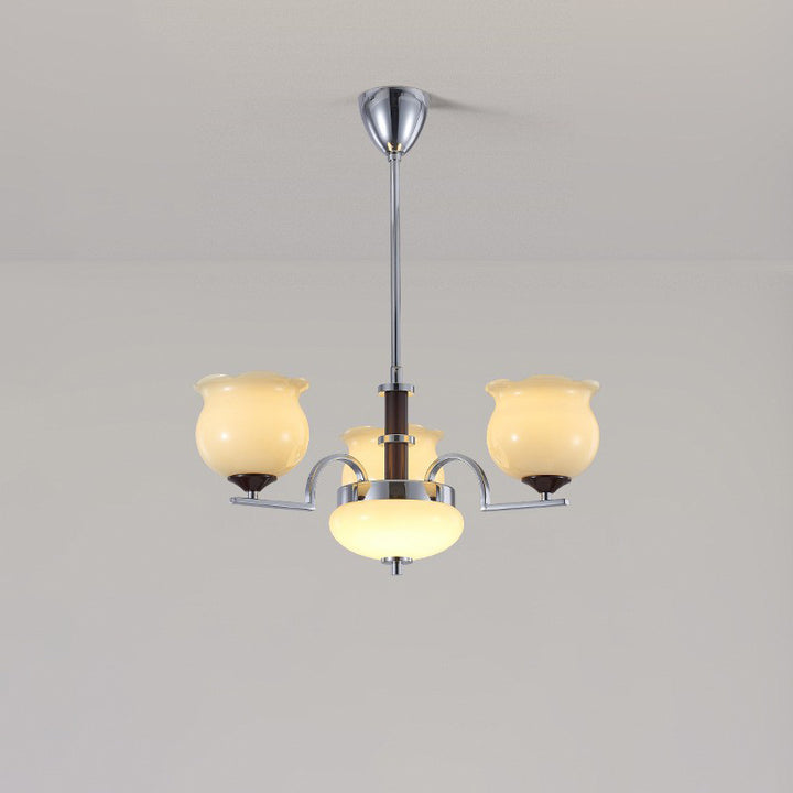 Traditioneller französischer Eisen- und Glas-Lilien-des-Tals-Rund-Kronleuchter 3/6/8-Licht für Schlafzimmer und Wohnzimmer 