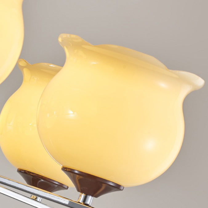 Traditioneller französischer Eisen- und Glas-Lilien-des-Tals-Rund-Kronleuchter 3/6/8-Licht für Schlafzimmer und Wohnzimmer 