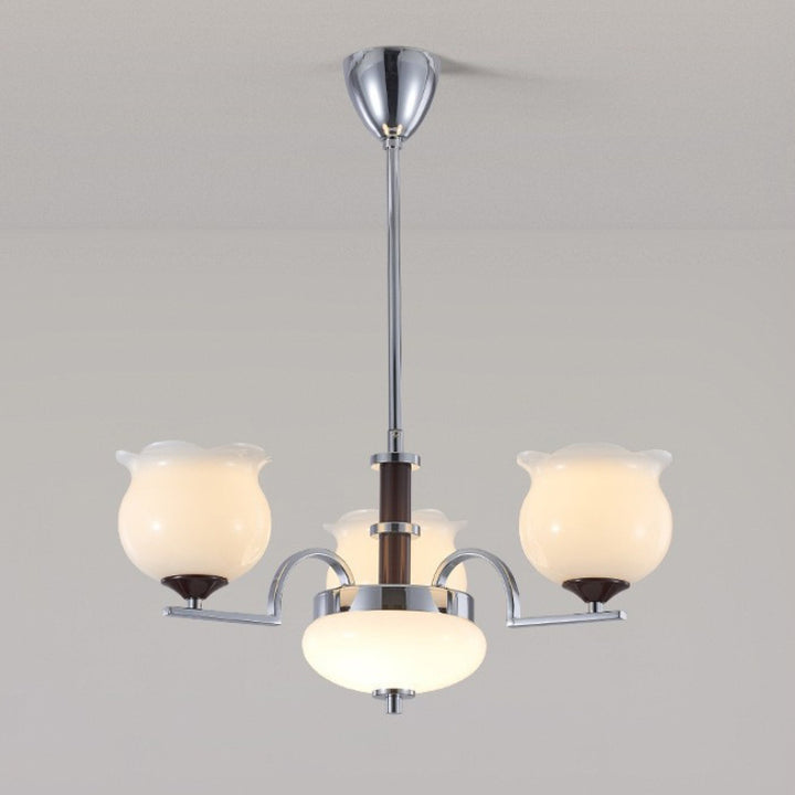 Traditioneller französischer Eisen- und Glas-Lilien-des-Tals-Rund-Kronleuchter 3/6/8-Licht für Schlafzimmer und Wohnzimmer 